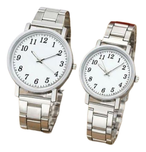 2x1 Duo Reloj Clasico Elegante Parejas Novios Metal D001  