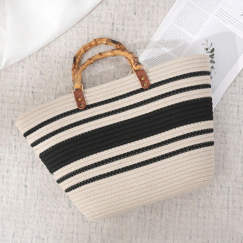 Bolso De Mano De Cuerda De Algodón Tejido
