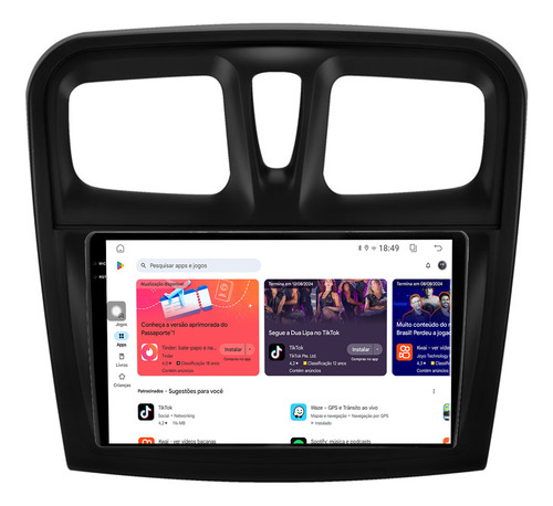 Multimidia Logan 15/19 9p Octacore Carplay 6gb 128gb Tpros
