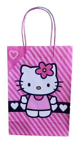 Bolsa De Papel Kraft Para Dulces Hello Kitty Regalo Pack 10