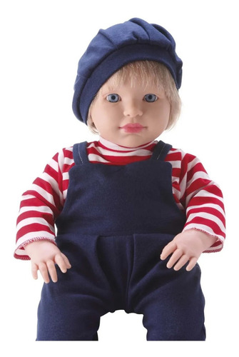 Imagem 1 de 4 de Boneca Bebe Menino Loiro Grande Loui Tipo Reborn 53cm