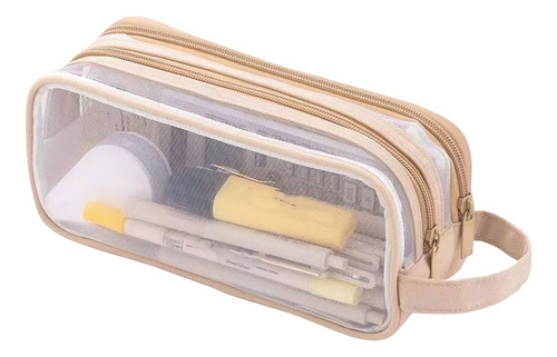 Estuche Para Lápices Transparente De Malla De Doble Capa Con