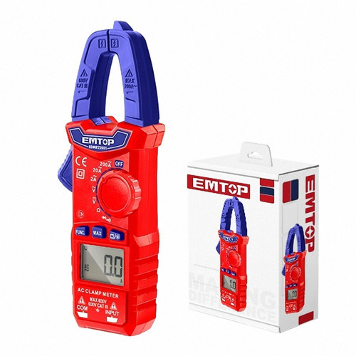 Pinza Amperimétrica Digital Tester Emtop Edmr22001 200 A