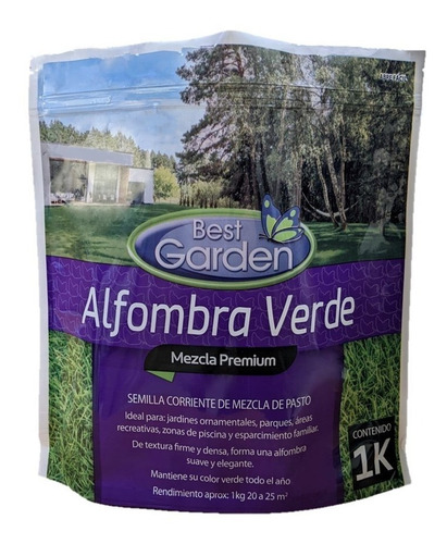 Imagen 1 de 1 de Semilla De Césped  Alfombra Verde  Premium 1 Kg Best Garden