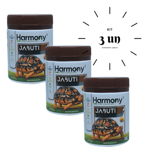 Ração Para Jabuti Harmony Repteis 80g - Minas Nutri 3 Un