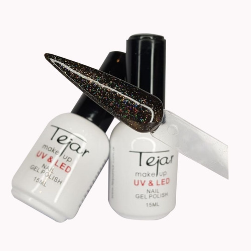  Esmalte Semipermanente Negro C/glitter Uv/ Led Tejar Lfme