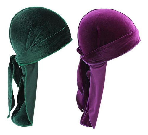 Bandana De Terciopelo Unisex Durag Headwear Silk Pirate Cap