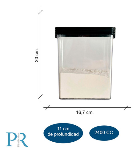 Kit 6 Contenedor Hermetico Taper Organizador Acrilico Full Negro
