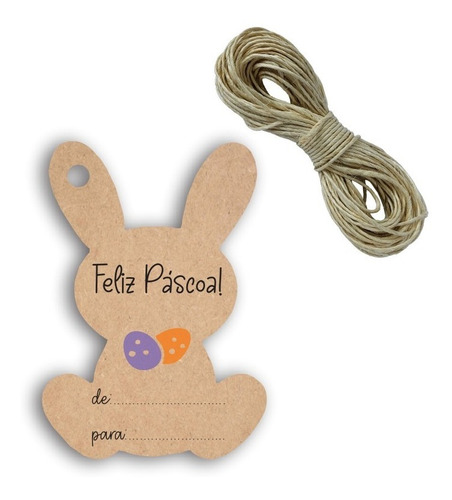 60 Tag Kraft Feliz Pascoa Personalizada+ 120 Lacre De Brinde