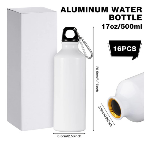 Gandeer 16 Piezas Botella De Agua De Aluminio De 17 Oz Botel