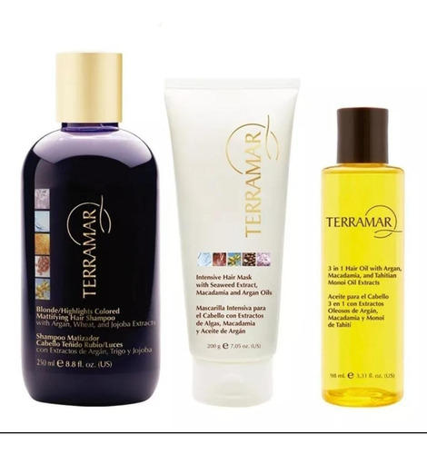 Shampo Matizador, Mascarilla, Oleo3en1 Set Capilar Terramar,