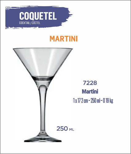 06 Copos Martini 250ml - Coquetel - Margarita