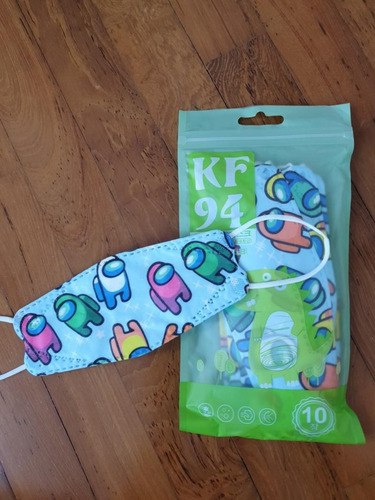 10 Mascarillas Kf94 Para Niños 5 A 10 Años, Diseño Among Us