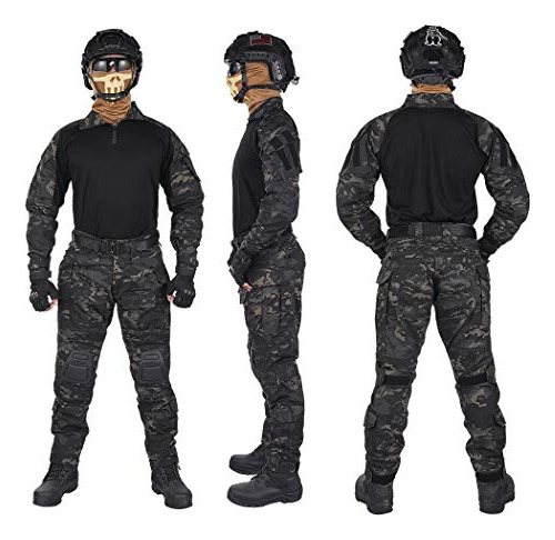 Men G3 Combat Uniforms Set With Knee & Elbow Pads Camou...