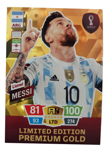 Lionel Messi Carta Adrenalyn Premium Edición Limitada 2022