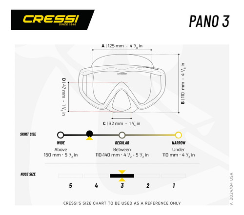 Máscara Cressi Pano 3 Para Buceo Y Snorkel - Visión