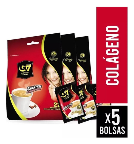 Pack X5 Bolsas Café Con Colágeno G7 Coffee - Trung Nguyen
