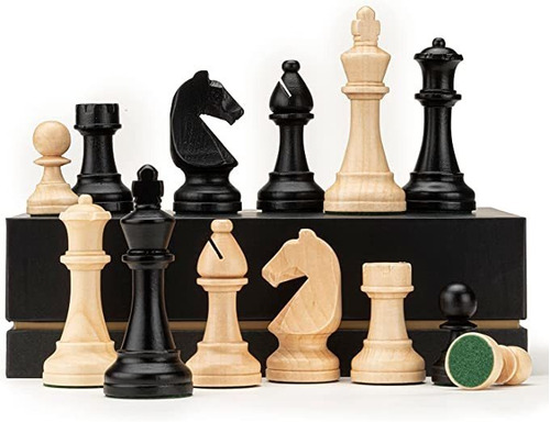 A&a Premium Triple Weighted Staunton Wooden Chess Pieces W