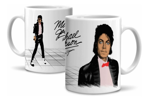 Kit 3 Canecas Michael Jackson Em Cerâmica 325ml Branco