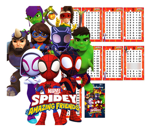 Kit Imprimible Tabla De Multiplicar Spidey Friends Editable