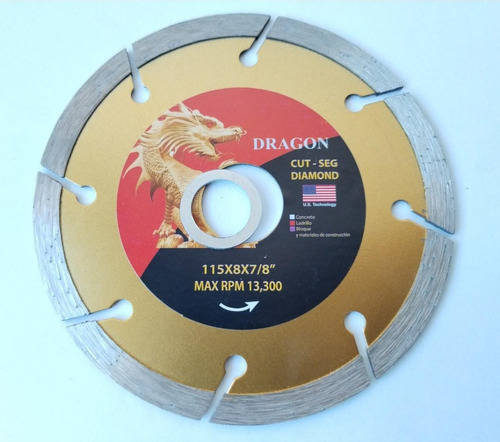 Disco De Diamante Corte Segmentado 4-1/2 X 7/8 Dragon Cut