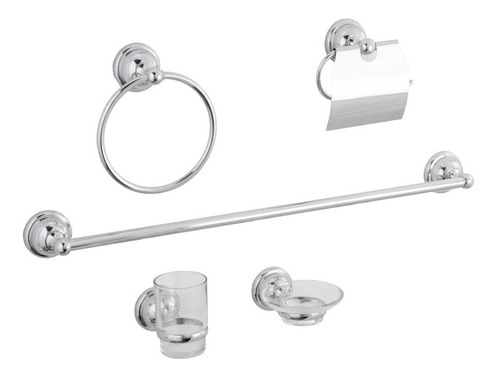 Juego Accesorio Para Baño 6 Piezas Cromado Metalico