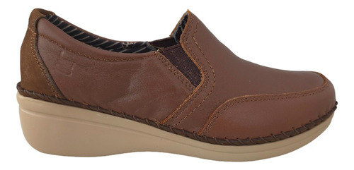 Zapato Mujer Choclo Cómodo Confort Lobo Solo 4706 Piel Cafe