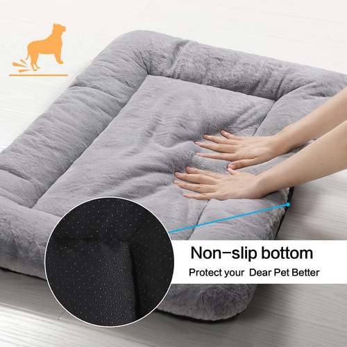 Cama Para Perros Medianos Ultrasuave Lavable Antideslizante Gris Diseño