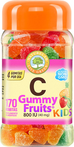 Vitamina C,  Gummy Fruits, Kids 170 Gomitas