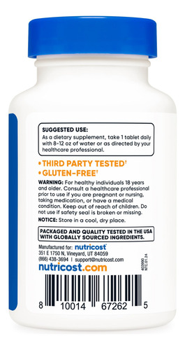 Suplemento Nutricost Kelp Tablets 325mcg Iodo 240 Comprimido