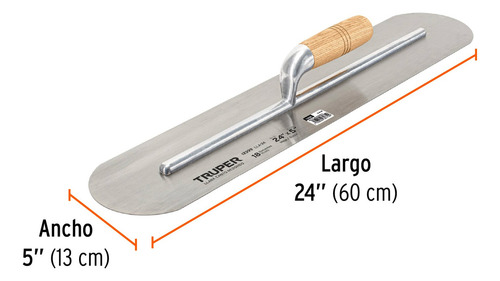 Llana Canto Redondo 24 X 5 Con Mango De Madera, Truper 12399