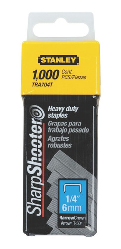 Grapas 6mm Trabajo Pesado 1000ud Stanley Tra704t - Herracor