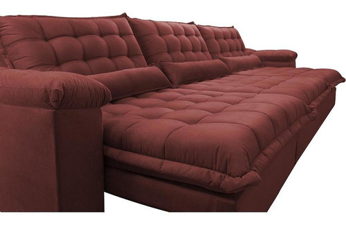 Sofá Retrátil e Reclinável 3,22m com Molas Ensacadas Cama inBox Aconchego Tecido Suede Vermelho