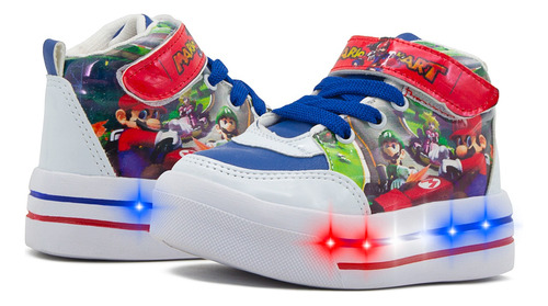 Tenis Luces Led Video Juego Mario Kart Luigi Y Mario Bros