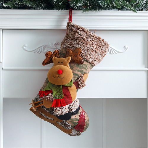 Calcetines Navideños Grandes Con Forma De Alce De Papá Noel
