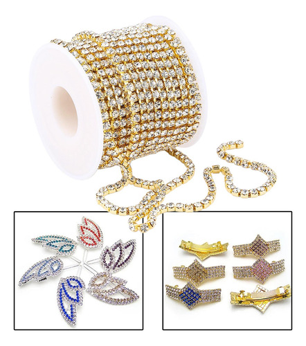 Vestido De Traje De Cadena De Diamantes De Imitación Dorado