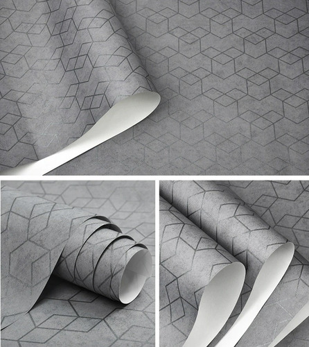 Imagen 3 de 3 de Papel Tapiz P02203 Lineas Textura Moderno Gris