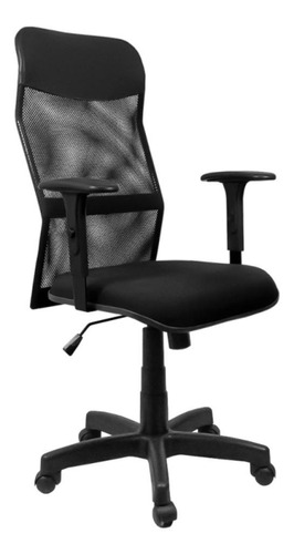 Cadeira de escritório Ultra Móveis Corporativo Cadeira tela presidente com braço regulável  preta com estofado de tecido