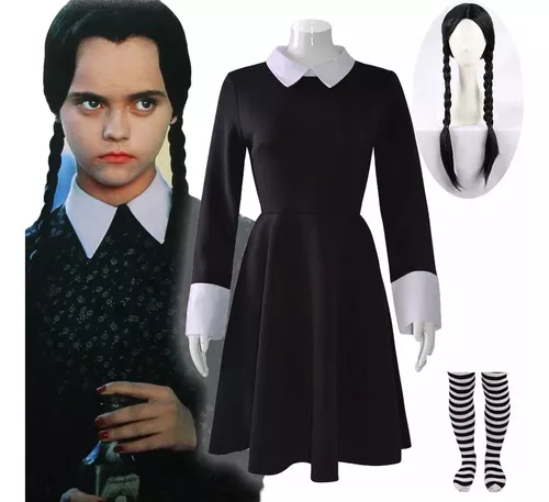 Fantasia Vandinha Familía Addams - Vestido Baile Infantil - Halloween