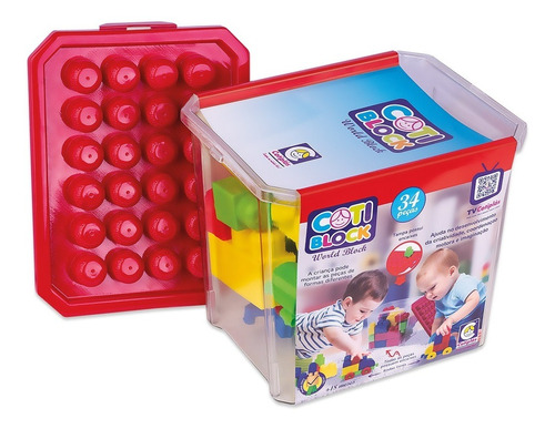 Blocos Didáticos Para Montar Block Lego 34 Peças Cotiplas