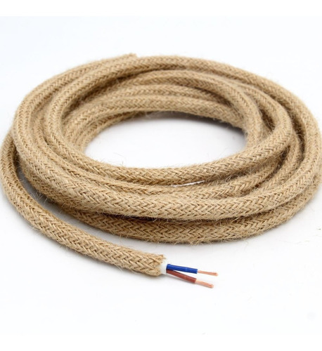 10m Cable Electrico Yute Bipolar Textil Rustico 2*075