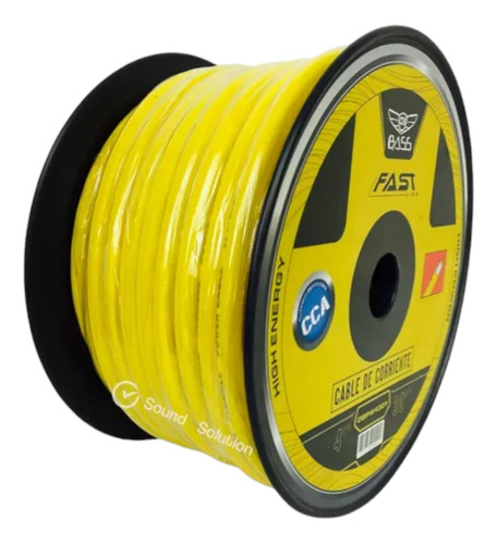 Cable De Corriente 30mt Cal4 Amarillo Cca Db Bass Dbpw430y