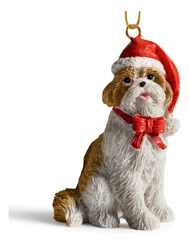 Figura De Perro Adornos De Navidad Con Sombreros De Santa (.