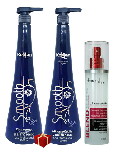 Kit Kellan Smooth Shampoo E Ativo Matizador Kellan + Blend