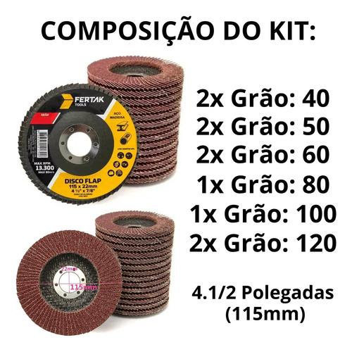 10x Disco Flap Lixa Grão 40 50 60 80 100 120 Madeira E Aço
