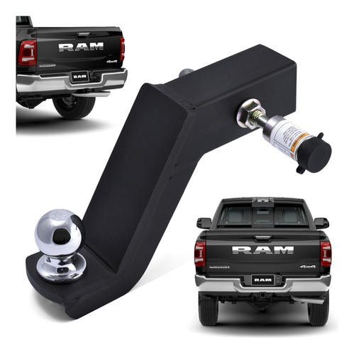 Ponteira Reboque Preta 5x5 10cm 3500 Dodge Ram Laramie 2016