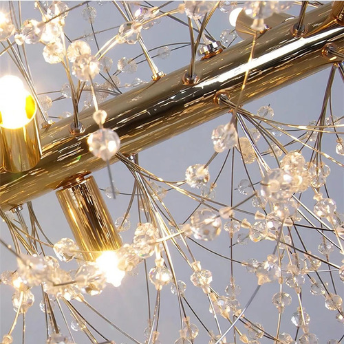 Lustre Cristal Dente De Leão Retangular 95cm 12 Bocais