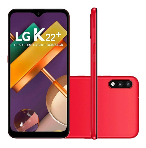 Smartphone K22 Plus Quad-core Tela 6,2'' 64gb 3gb Ram LG Cor Vermelho