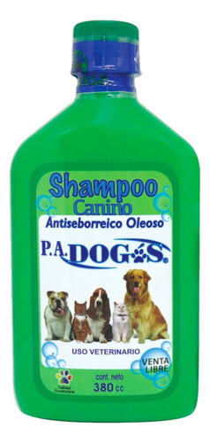 Shampoo Canino Antiseborreico Oleoso 380cc P.a. Dog's