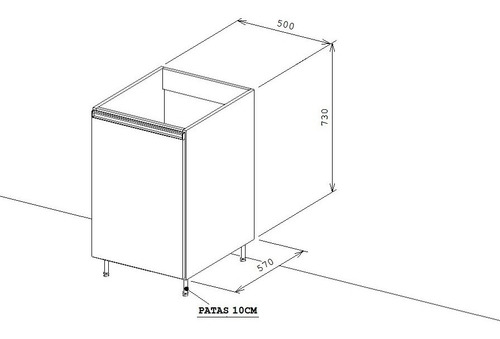 Imagen 3 de 6 de Bajo Mesada Melamina 18mm 50cm